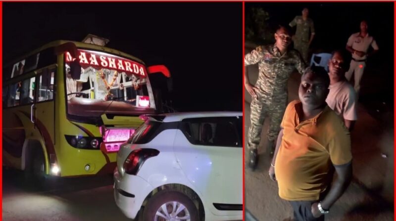 VIDEO: रेंजर की दबंगई ! बीच सड़क यात्री बस के सामने खड़ी कर दी कार, ड्राइवर से गाली-गलौज कर पुलिस जवान से भी उलझा, VIDEO हुआ वायरल