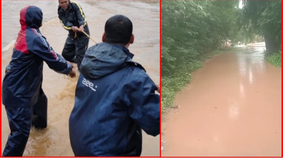 CG: उफनते नाले में वाहन समेत बहने लगे शिक्षक….बाल-बाल बची जान, शिक्षकों और ग्रामीणों ने रस्सी के सहारे किया रेस्क्यू, आगे था 100 फीट गहरा जलप्रपात